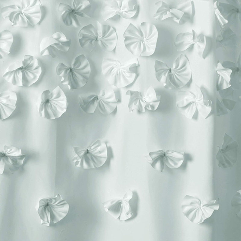 Rideau de douche - Tissu de salle de bain à motif floral texturé à motif de ruche avec détails de petites fleurs élégantes