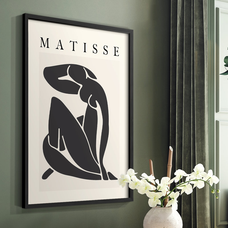 Matisse CCCLXXIX Framed Print - Solid Wood, Black, 20" H x 16" W