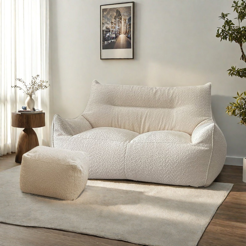 Canapé à billes simple et paresseux, H 25,59 po x l 47,24 po x P 35,43 po, Beige
