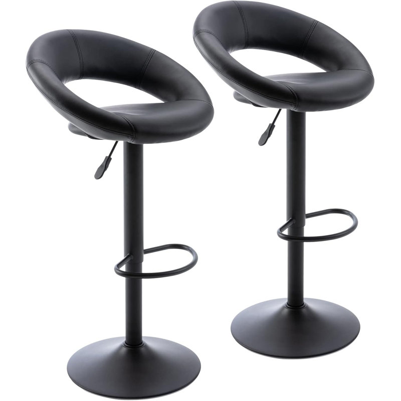 Mells Swivel Adjustable Height Bar Stool, Black, Black