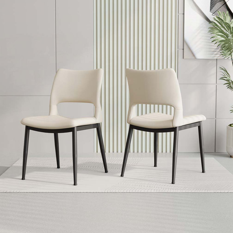 Chaises de salle à manger en similicuir, Blanc