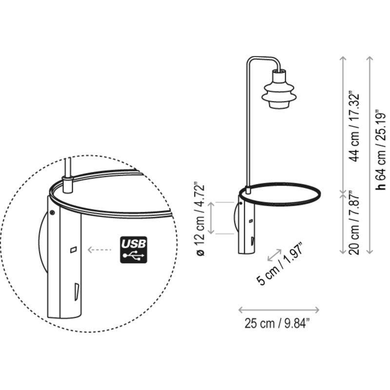 Drop LED Armed Sconce, Frosted Glass