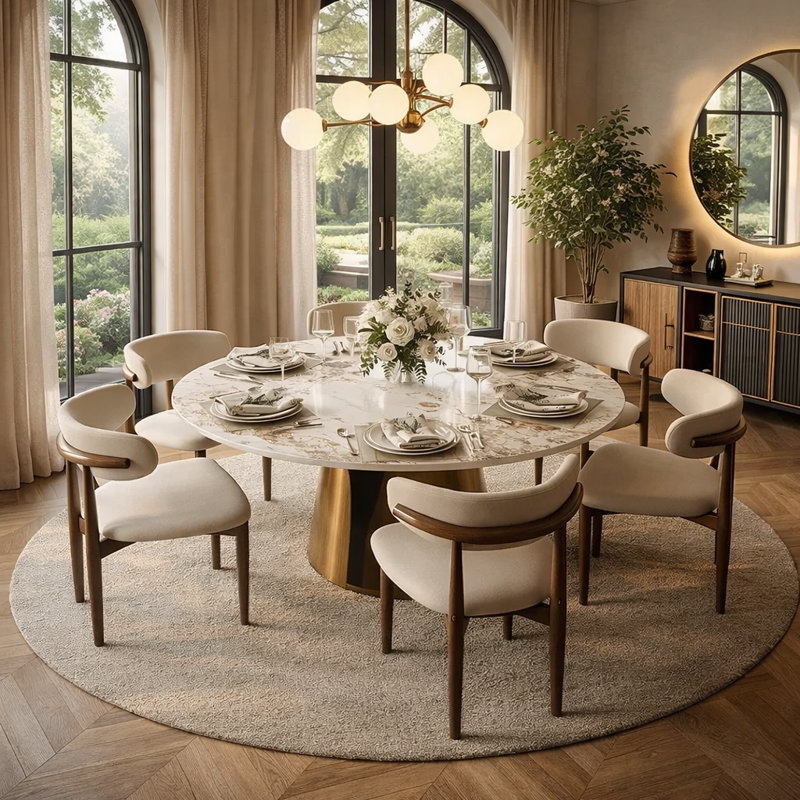 Table de salle à manger Suzzie, H 29,53 po x L 59,06 po x l 59,06 po, Pandora, Bronze