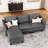 Zendajas 85" Curved Arm Sofa & Chaise With Storage Ottoman-196108632