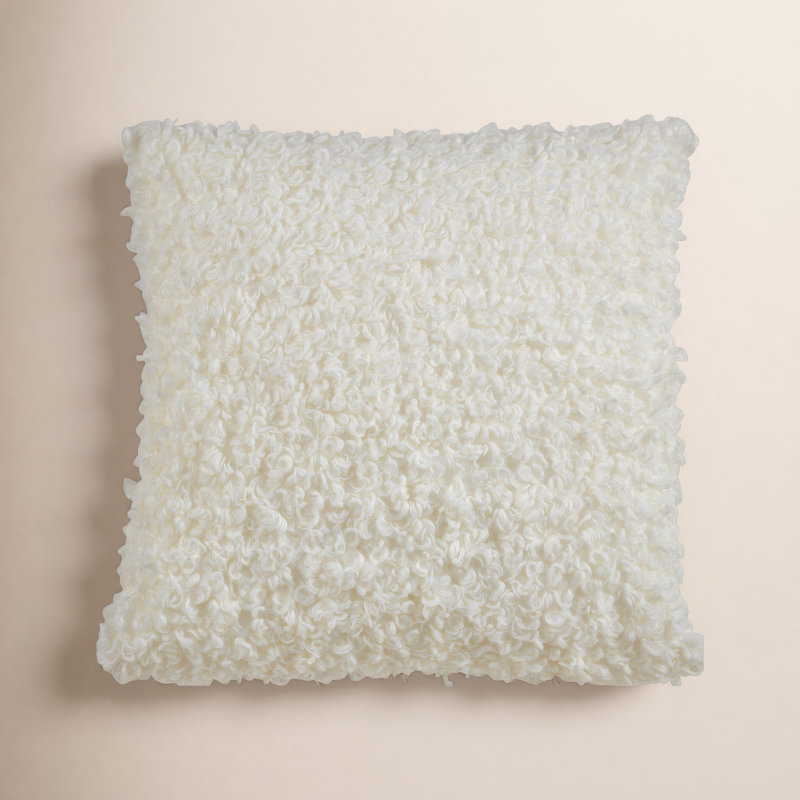 Heijo Faux Lamb Fur Pillow, Cover Only, Ivory