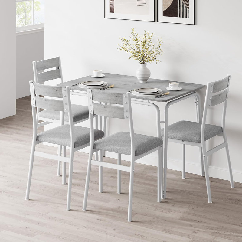 Dining Set, Light Grey/White