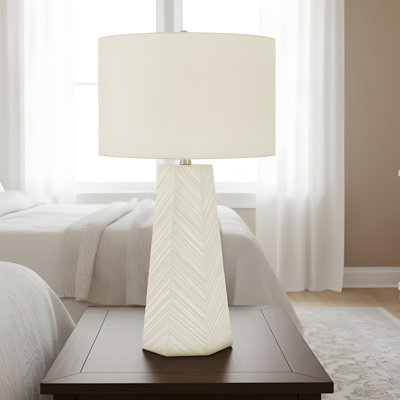 Lighting, 29"h, Table Lamp, White Ceramic, Ivory / Cream Shade, Contemporary