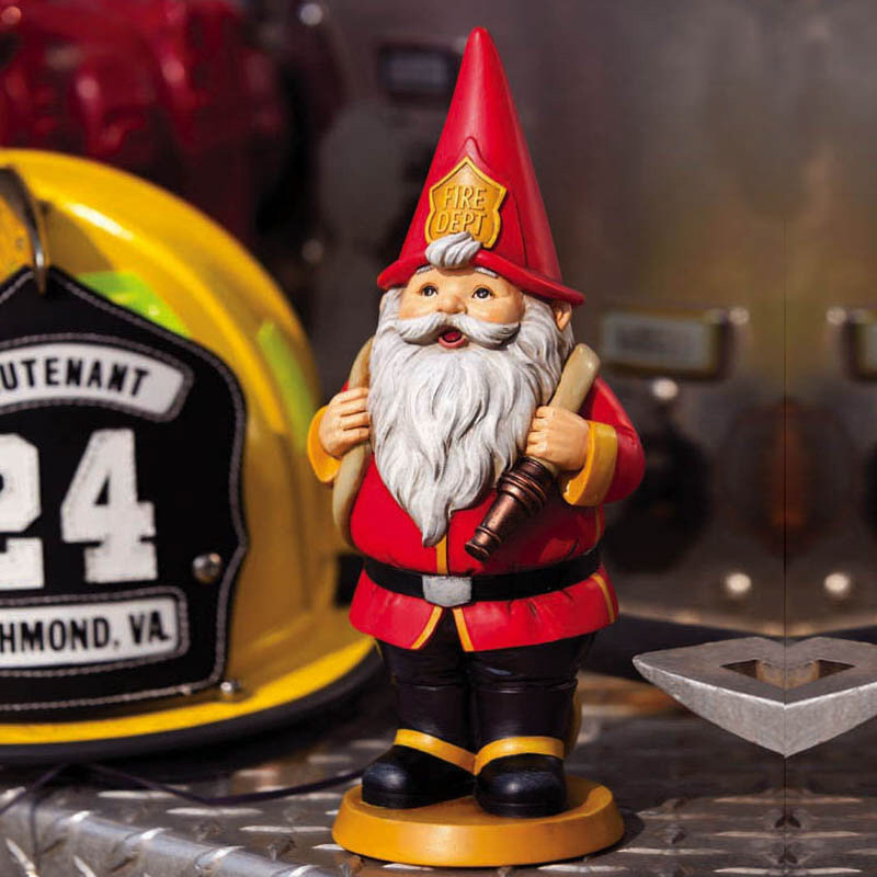Fireman Inspired Garden Gnome Statue