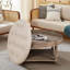 Grande table basse ronde avec repose-pieds imperméable avec rangement en bois à 2 niveaux-1416361753