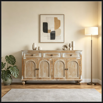 Farmhouse Danney with 3 Drawers and 4 Glass Doors