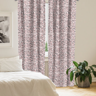 East Urban Home Modern 4-Panel Curtains, Popular Fashion Words, Red Black and White