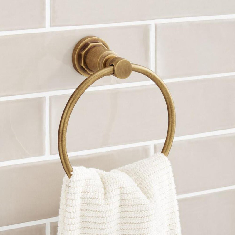 Greyfield 6-1/2" Wall Mounted Towel Ring, Aged Brass