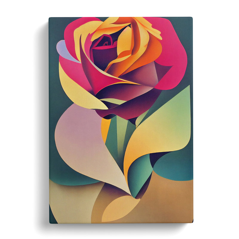 Sakho Rose Flower Abstract Vol.2 - Wrapped Canvas, 50cm H x 35cm W