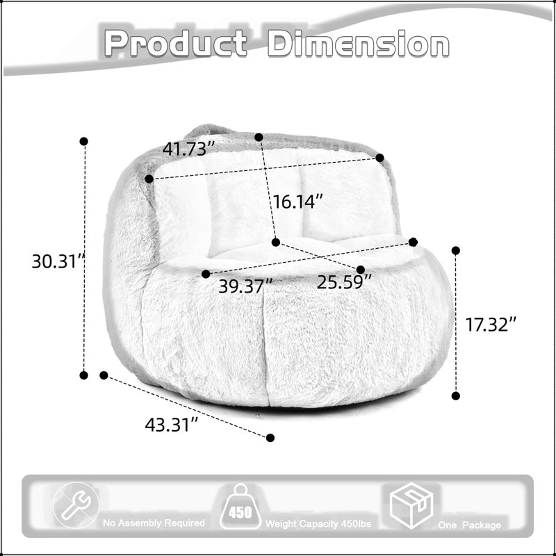Canapé-pouf surdimensionné multicolore en fausse fourrure, Rose/Blanc