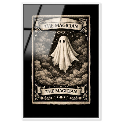 Spooky Magician Tarot Card Framed Acrylic Print Spooky Wall Decor by Art Remedy, White Frame, 20 x 30