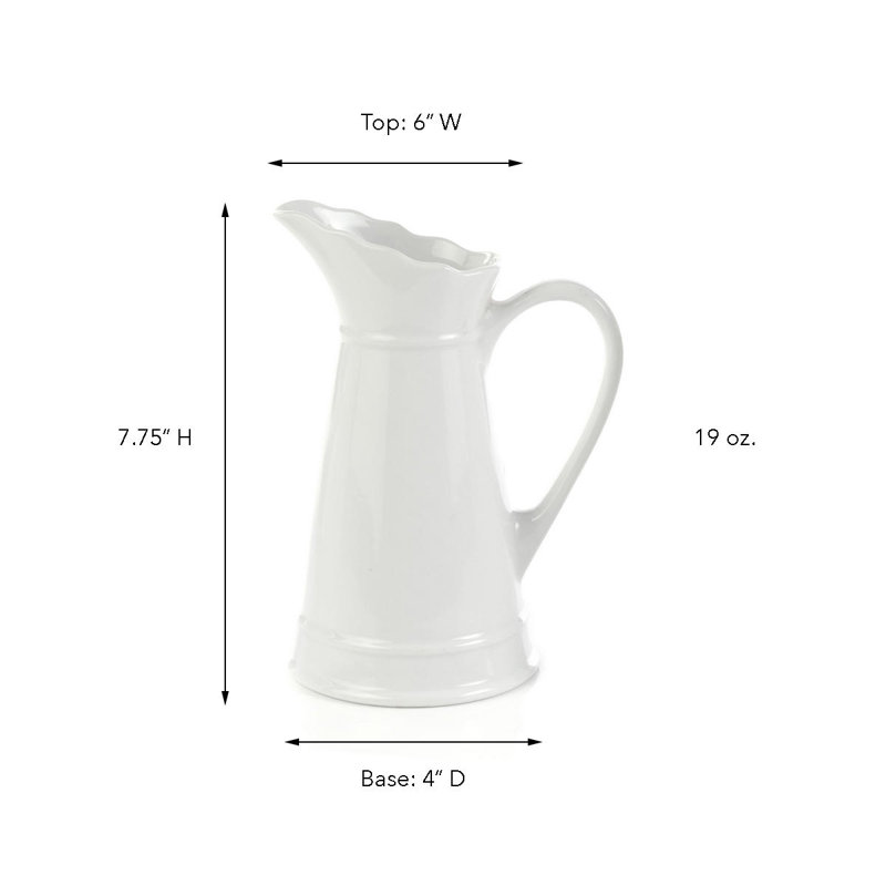 Conerly Pitcher, Top: 6'' L x Base: 4'' D x 7.75'' H