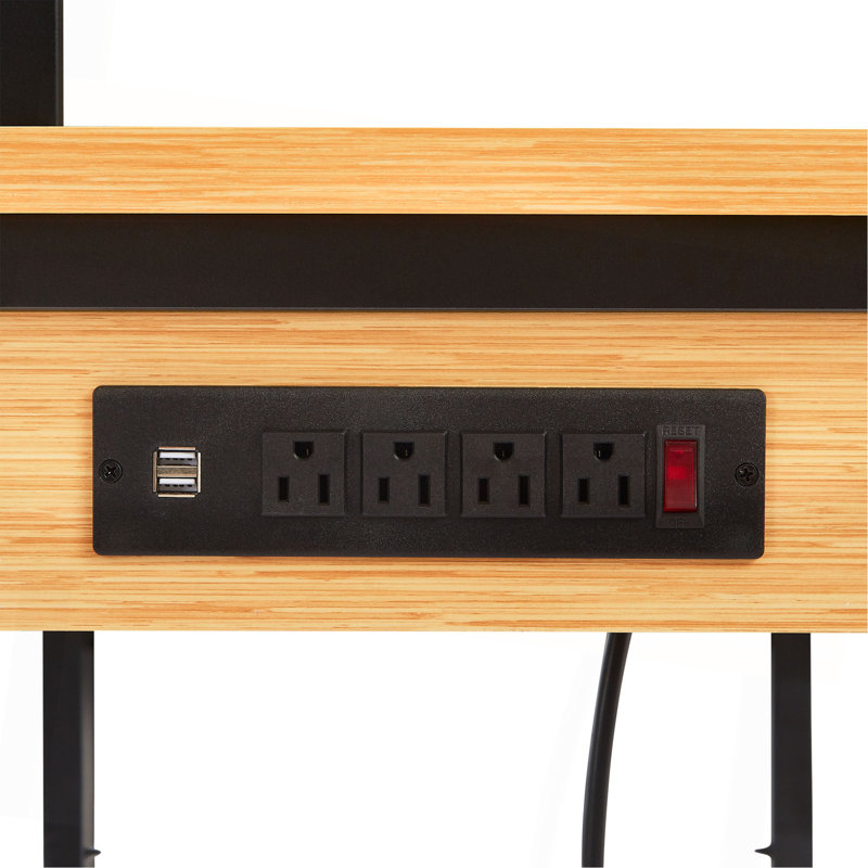 Établi réglable 48 po avec panneau perforé, établi en bois robuste avec roulettes, capacité de charge de 1 600 lb, établi roulant avec prise CA / USB, crochets, tablette, pour garage, atelier, bureau, maison.