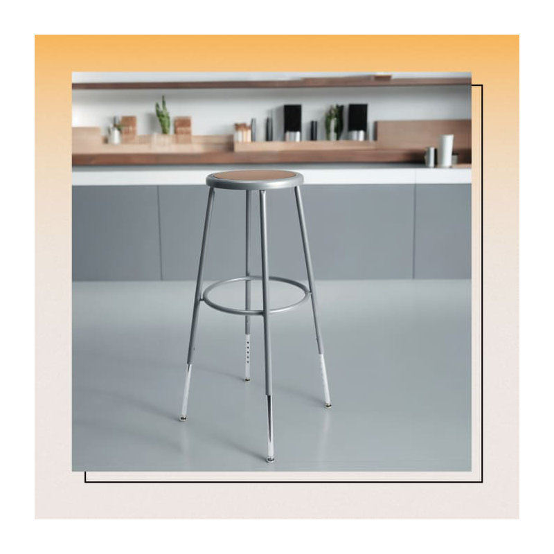 Felix Height Adjustable Steel Stool, Assembly Ready, Gray, Extra Tall