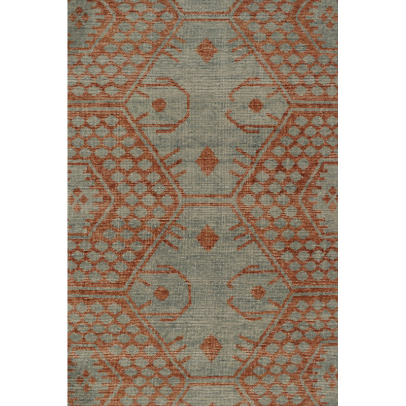 Distressed Homage Hand Knotted Wool Geometric Area Rug, Runner 3' x 8'