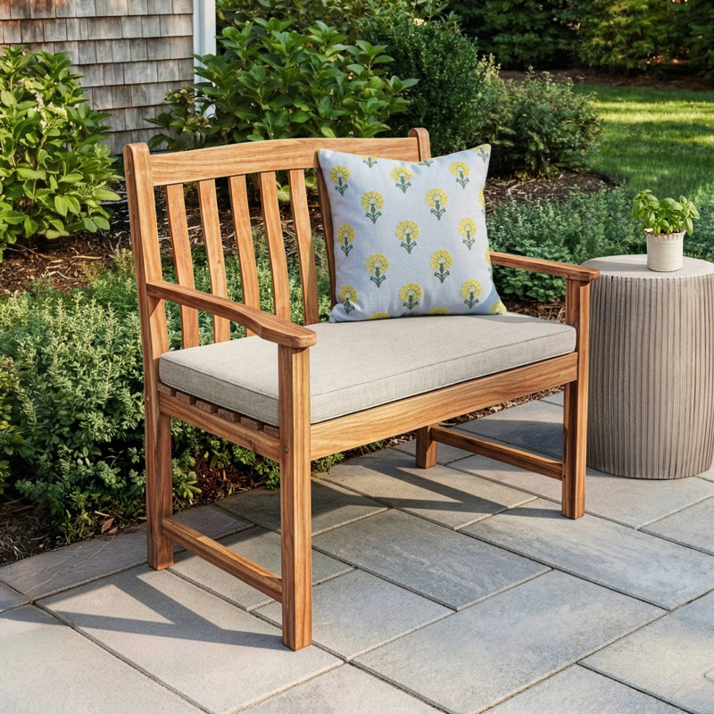 Doss Indoor/Outdoor Sunbrella Bench Cushion, 37" W  x 17" D, Cast Silver Sunbrella® Plainweave