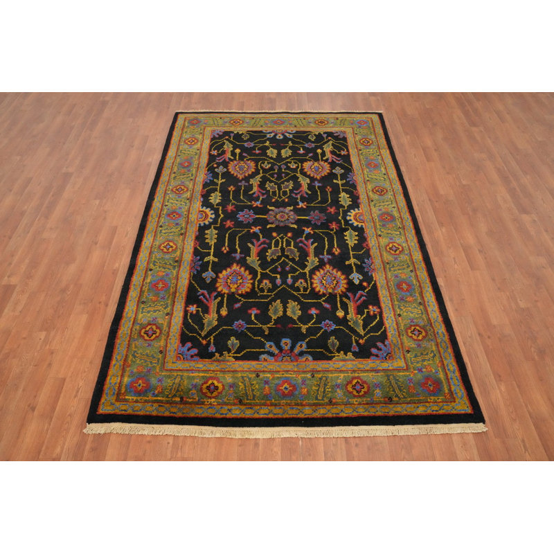 Tapis népalais exquis 5 x 8 avec de riches motifs bohémiens