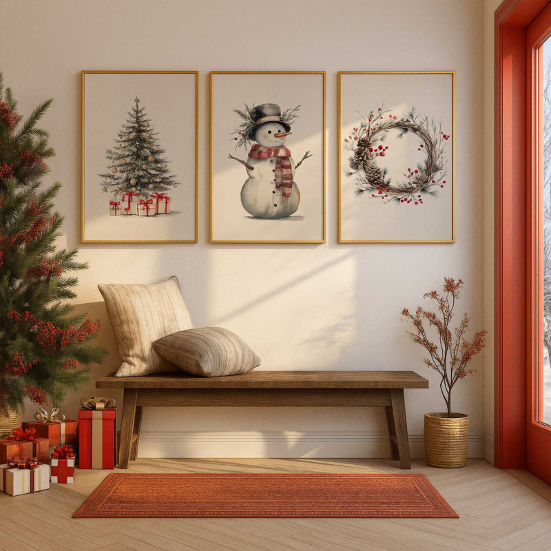 Jolly Little Trio, ensemble de 3 reproductions d'art, Noir satiné, H 37,5 po x l 76,5 po