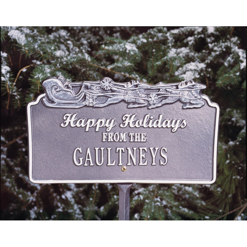 Happy Holidays Garden Stake, Red/Gold, Yes