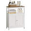 Armoire de rangement moderne avec portes doubles, armoire de salle de bain autoportante avec tablette réglable et plateau en bois naturel, organisateur polyvalent pour la cuisine, le salon, la salle de bain ou le vestibule - blanc, buffet