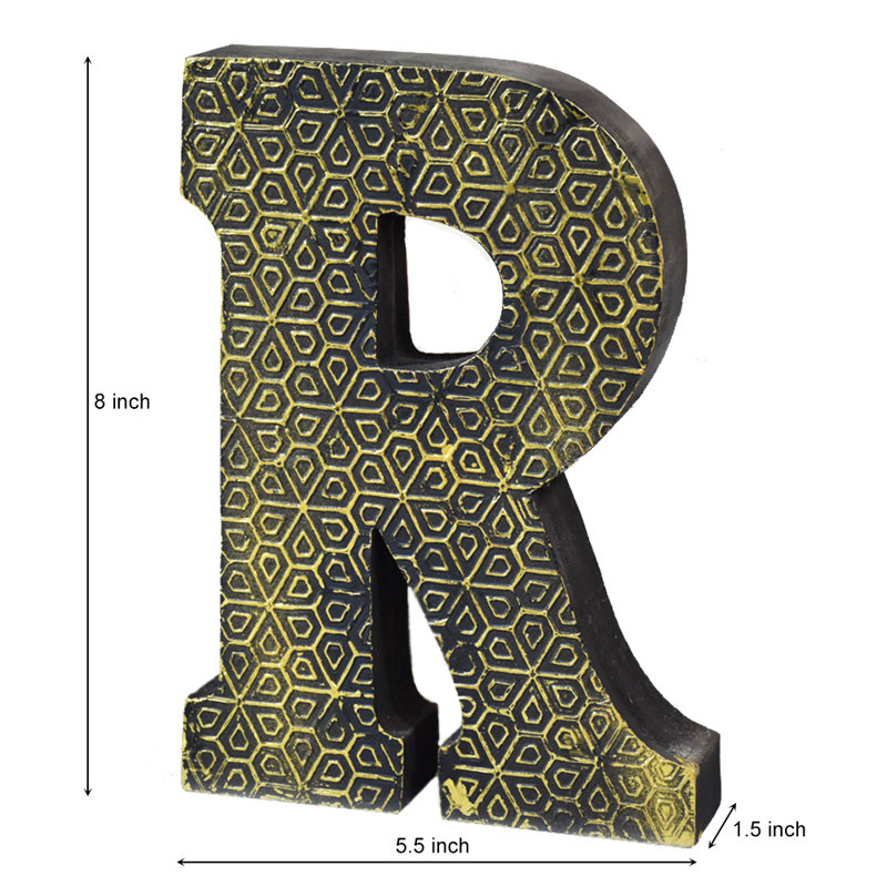 Bloc de lettres écologique et alphabet, R, Géométrique or