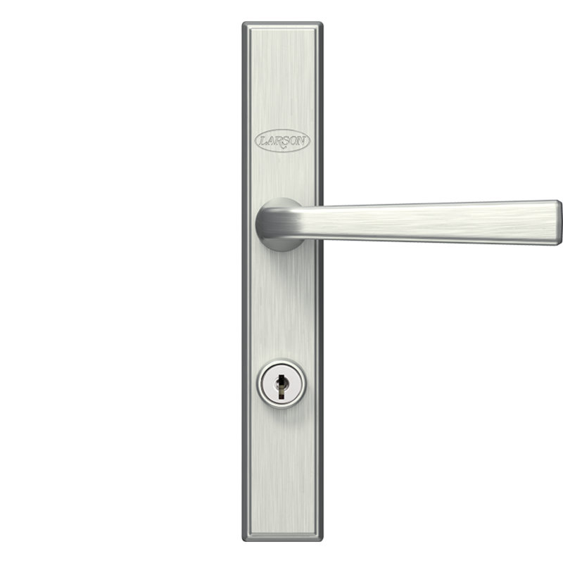 Brushed Nickel Straight Lever Handleset for Storm Doors