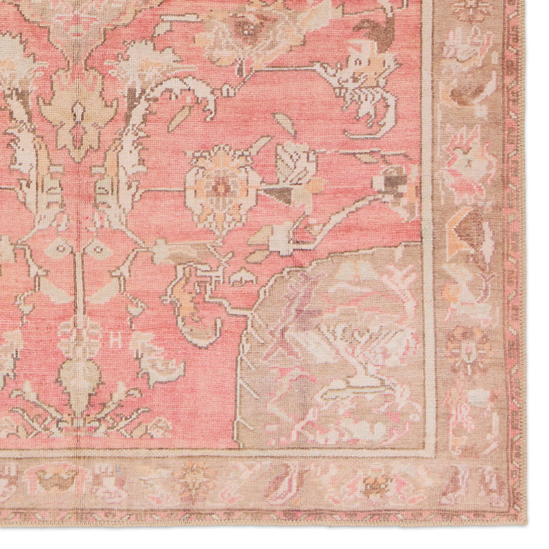 Tapis rose et beige médaillon Label J Cheney GAR06 (6 pi x 9 pi)