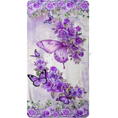 Serviette de plage mauve Butterfly Rose