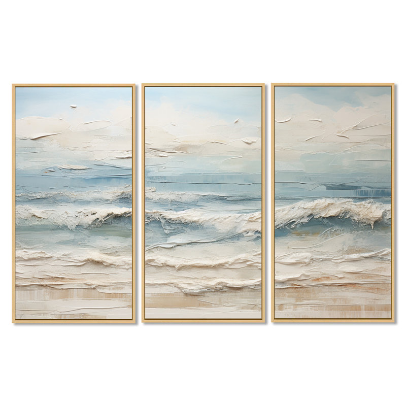 Robitaille - Ensemble d'art mural plage, H 40 po x l 60 po x P 1 po, Natural Floater Framed