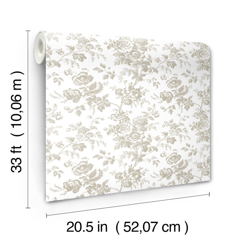 Anemone Toile Wallpaper Roll, Black