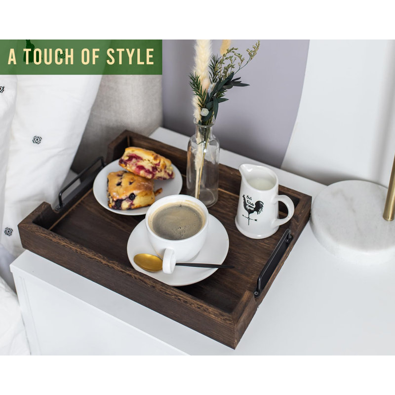 Ensemble de 3 plateaux en bois pour le divertissement, Brun rustique