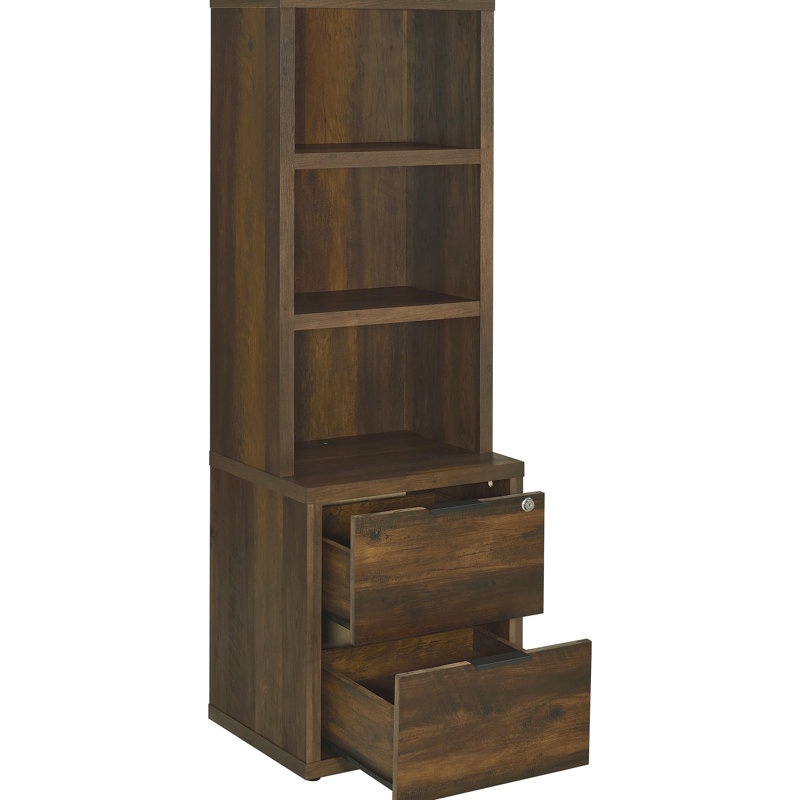 Bibliothèque murale 3 pièces en pin foncé avec tablettes ouvertes pour un rangement polyvalent dans le salon