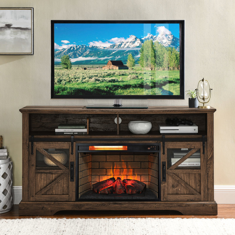 Foyer à quartz 26 pouces à infrarouge - Édition Woodlog avec brique, 1 500 W de chaleur, 4 réglages de luminosité de la flamme, génération de style 26 po, flammes réglables,