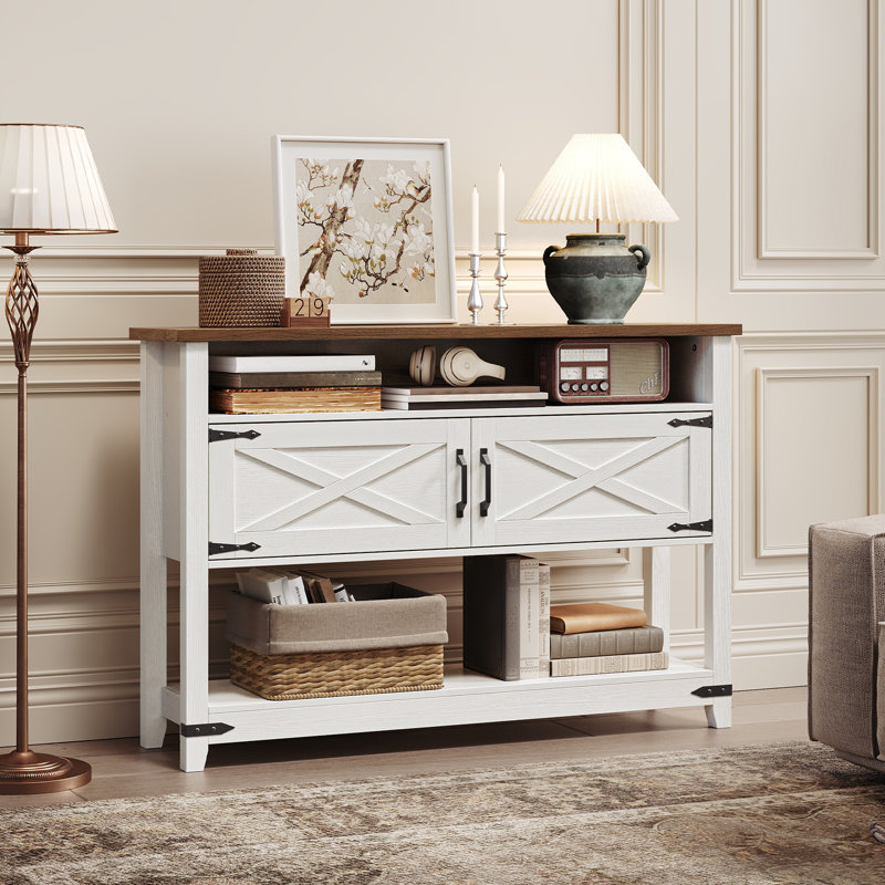 Chaseburg Console Table Farmhouse Entryway Table with 2 Cabinets