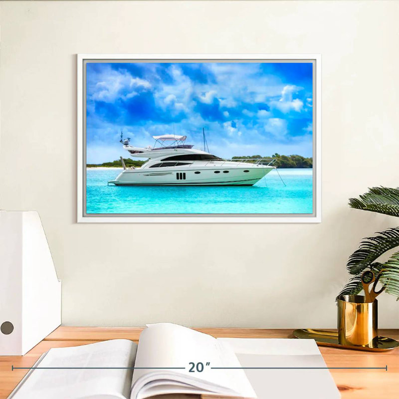 Yacht de luxe des Caraïbes, Cadre flottant blanc, 13 po x 9 po