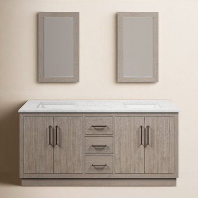 Kamila 72" Carrara Marble Double Bathroom Vanity