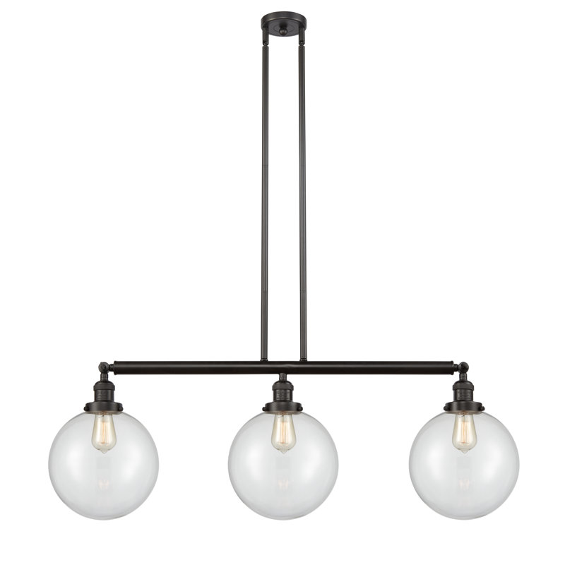 Lehmann 3 - Light Kitchen Island Pendant, Clear, No Bulb Included, Oil Rubbed Bronze