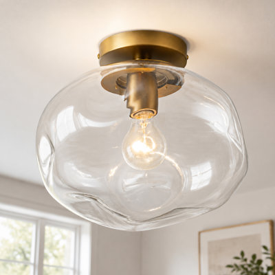 1-Light Globe Glass Flush Mount
