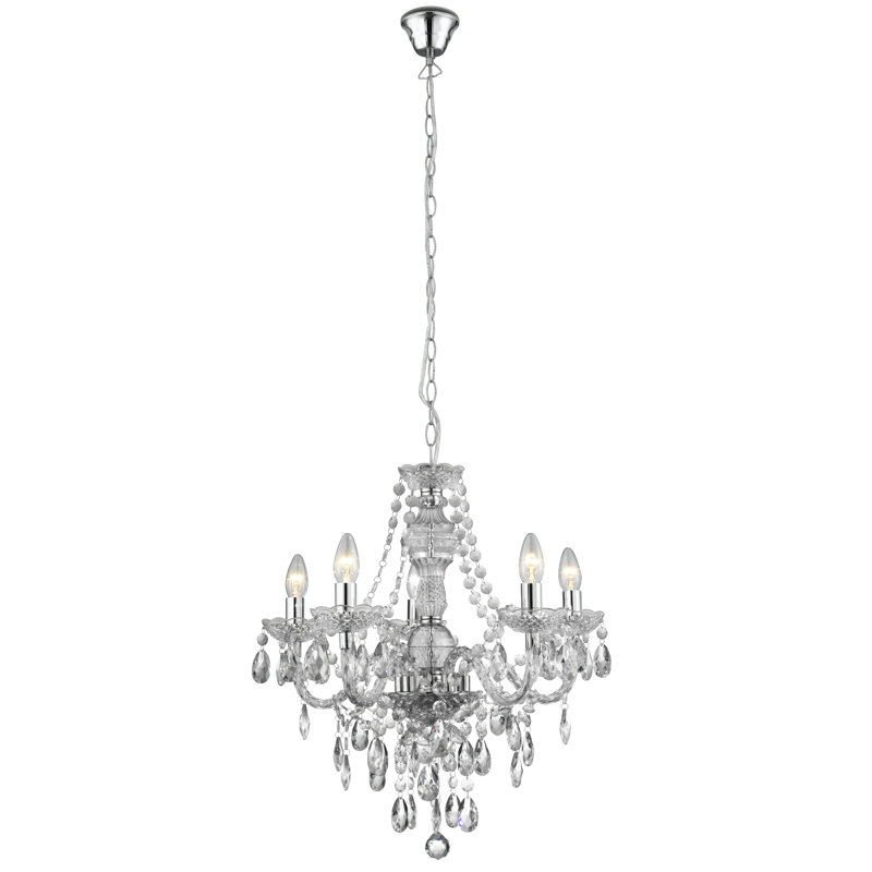 Lustre style chandelier 5 lumières Kelly, Transparent