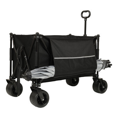 Collapsible Foldable Extended Wagon With Canopy,480Lbs Weight Capacity, Heavy Duty Folding Utility Garden Cart With Big All-Terrain Beach Wheels & Dri -  Red Cloud, Anew-W2932P253157