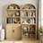 71.65" Arched Farmhouse Bookcase with Cabinet, Wooden 3-Shelf Storage Bookcase for Living Room & Home Office-1839803732