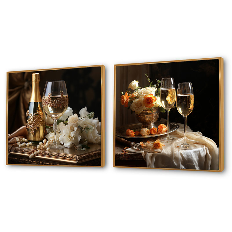 «Classic Elegance», 2 pièces, Cadre flottant doré, H 16 po x l 33 po