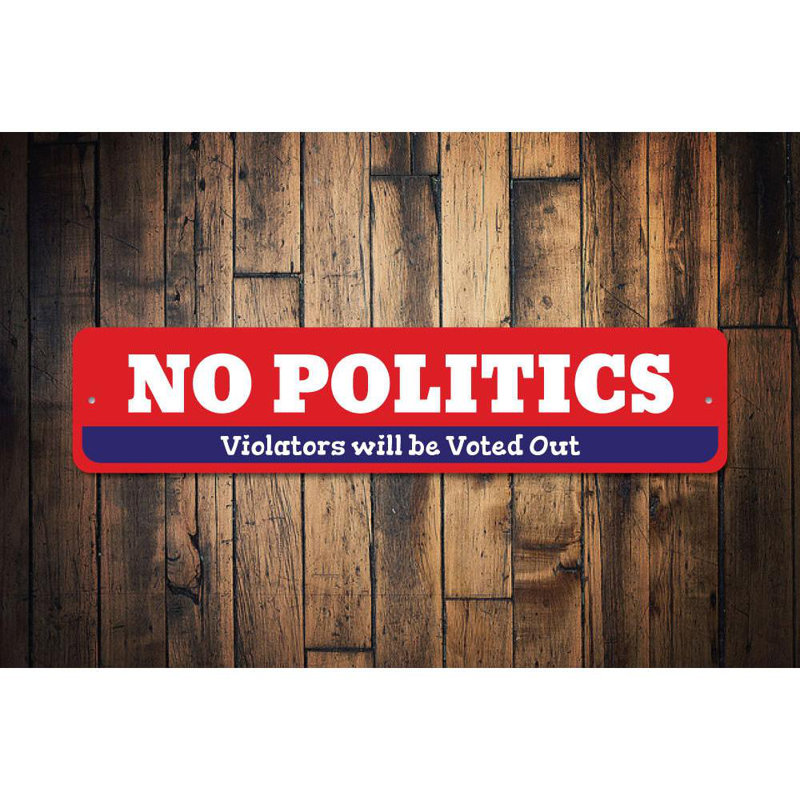 Panneau politique en aluminium, H 4 po x l 18 po x P 0,04 po