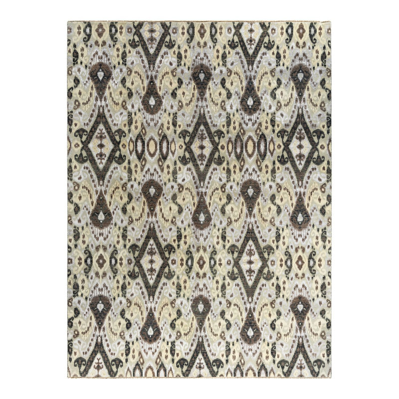Tapis unique noué à la main noir de 9 pi 2 po x 12 pi 3 po Makenley