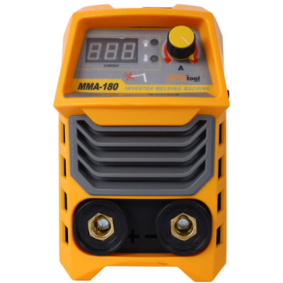 MMA Stick Welder, 13"W x 5"D x 8.5"H, ABS and Steel, 1 Piece, Yellow and Gray, 180A IGBT Inverter, Dual Voltage 110/220V with LCD Display