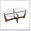 Table basse 48 po ovale en verre avec plateau trempé, structure en bois robuste pour un décor moderne et traditionnel-1490403555